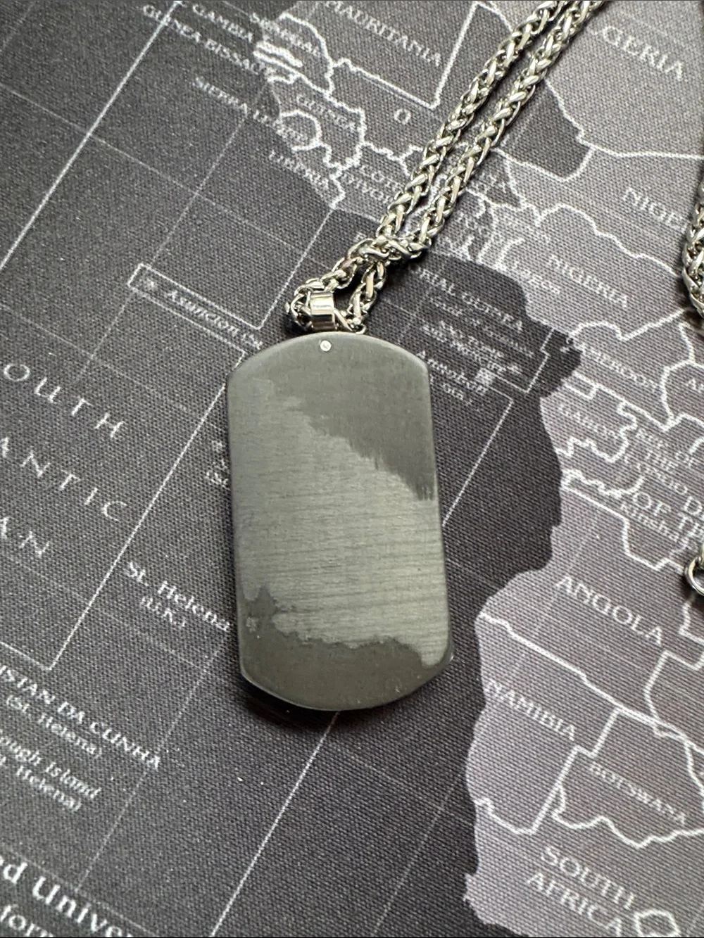 Damascus Pattern Stainless Dog Tag Necklace - Matte Gray